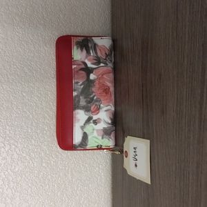 Red Floral leather wallet (Brand New)